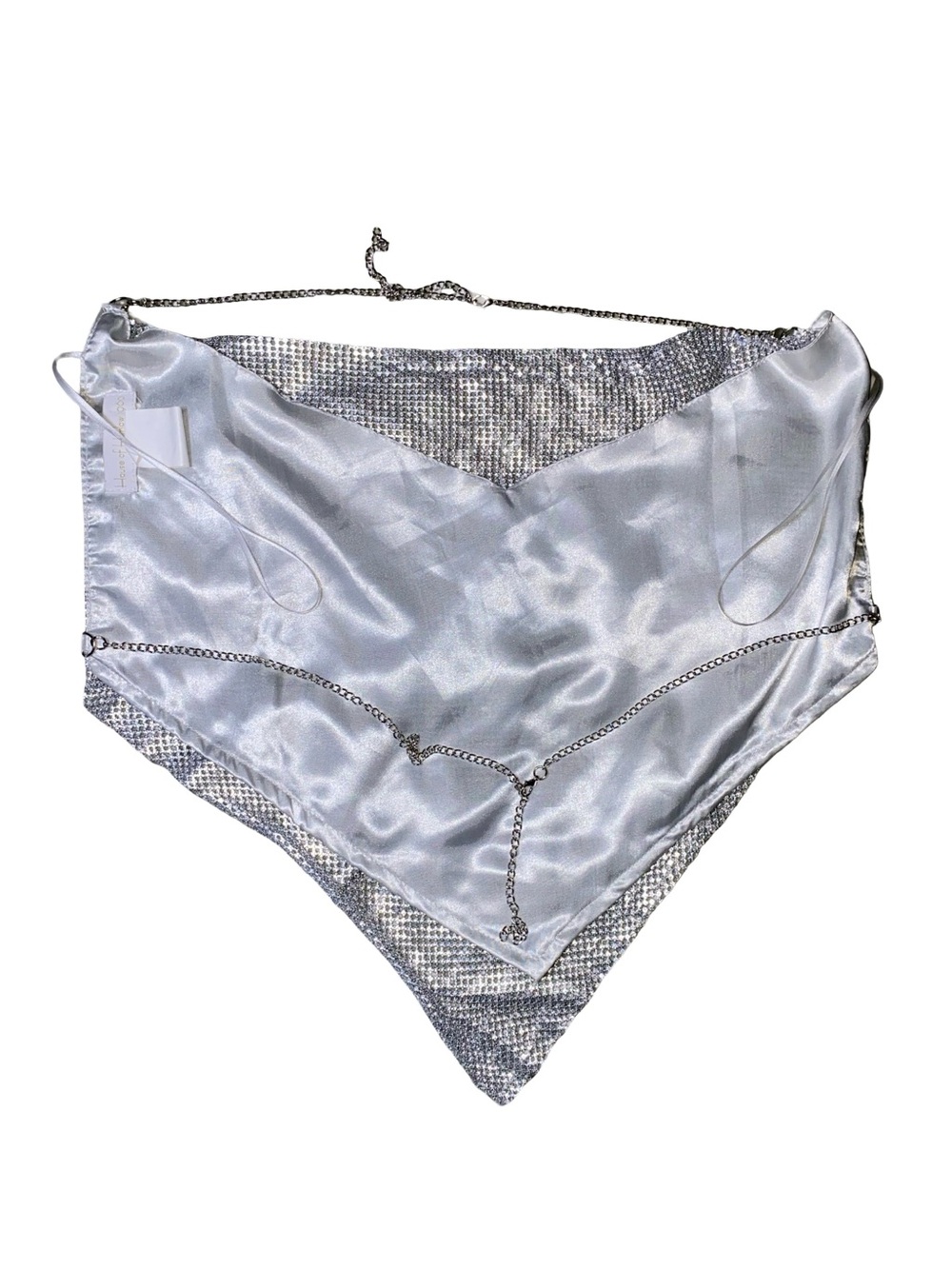 House of Harlow 1960 Rhinestone Halter Top Metallic Chainmail Cowl Neck Cami - Picture 7 of 7